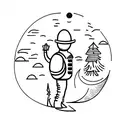 The lonely man on the moon tattoo design idea