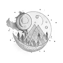 The lonely man on the moon tattoo design idea