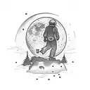 The lonely man on the moon tattoo design idea