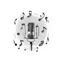 A microphone with musical notes swirling around it like a ribbon tattoo design idea