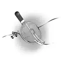 A microphone with musical notes swirling around it like a ribbon tattoo design idea