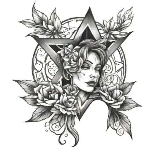 morning star, women, bisexual, wife, flowers tattoo design idea
