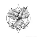 Symmetric Dove tattoo design idea