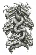 dragon with hear no evil speak no evil see no evil tattoo design idea