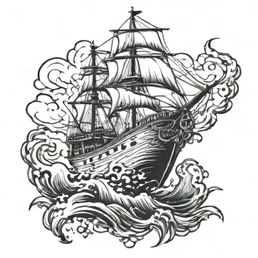 sinking ship sailing tattoo design idea