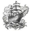sinking ship sailing tattoo design idea