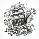 sinking ship sailing tattoo design idea
