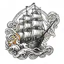 sinking ship sailing tattoo design idea