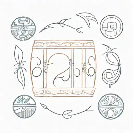 I am looking for a simplistic tattoo representation of ancient kam drum motives tattoo design idea