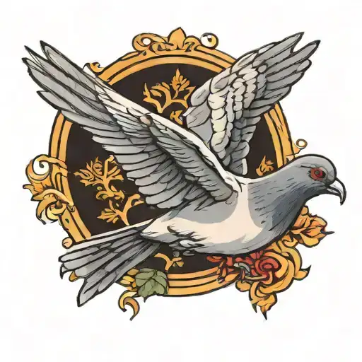 pigeon flying tattoo design idea