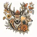 deer, turkeys, trees and squirrels tattoo design idea