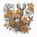 deer, turkeys, trees and squirrels tattoo design idea