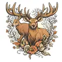 deer, turkeys, trees and squirrels tattoo design idea