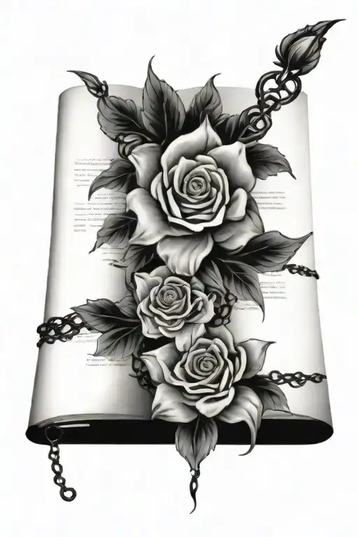 hand chain book open flowers tattoo design idea