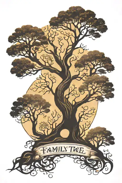 family tree silhouette tattoo design idea