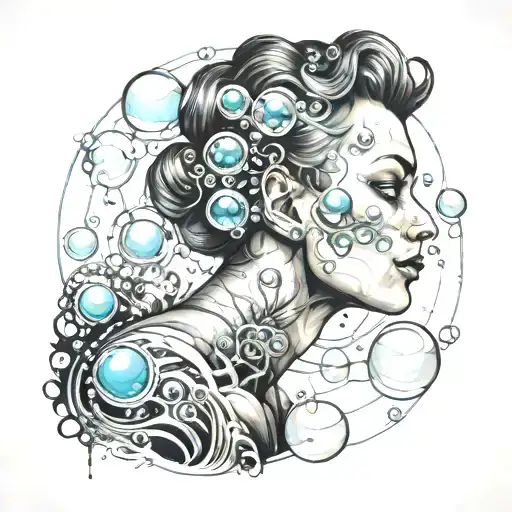 person made of bubbles tattoo design idea