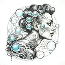 person made of bubbles tattoo design idea