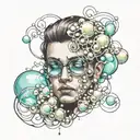 person made of bubbles tattoo design idea