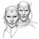 hypocrisy, masks mixed tattoo design idea