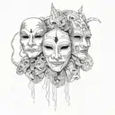 hypocrisy, masks mixed tattoo design idea