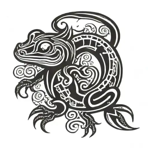 Polynesian salamander tattoo design idea