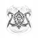 A Nordic rune intertwined with musical notes, symbolizing the harmony between your love for Odesza and your Icelandic heritage tattoo design idea