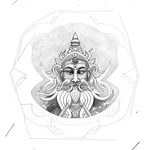 Lord Brahma in space tattoo design idea