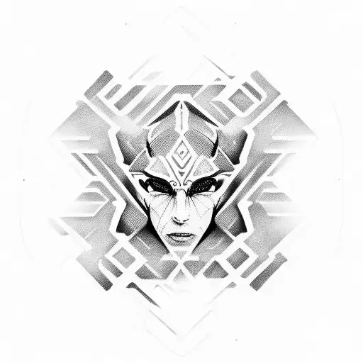 cyber sigilism tattoo design idea