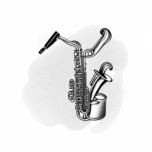 man in suit playing jazz saxophone tattoo design idea