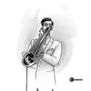 man in suit playing jazz saxophone tattoo design idea