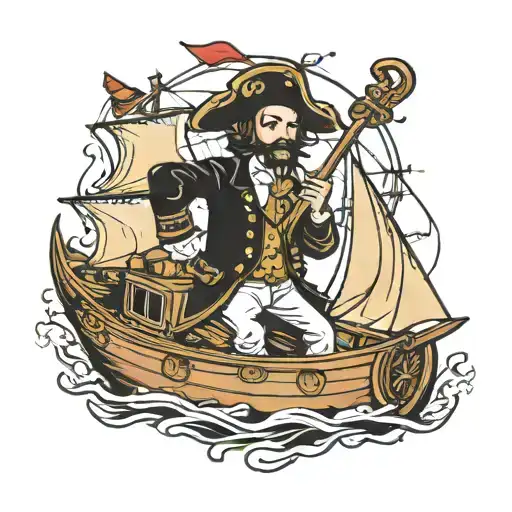 sourpatch kid on a boat like captain morgan  tattoo design idea