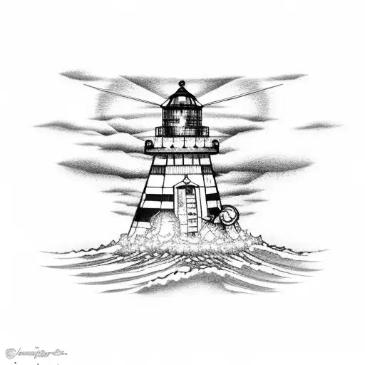Motorcycle beach lighthouse kite tattoo design idea