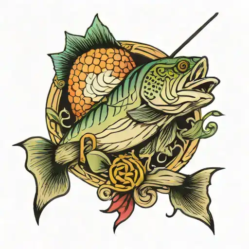 fishing rod spelling Jerome  tattoo design idea