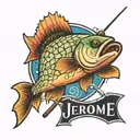 fishing rod spelling Jerome  tattoo design idea