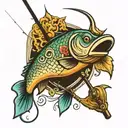fishing rod spelling Jerome  tattoo design idea