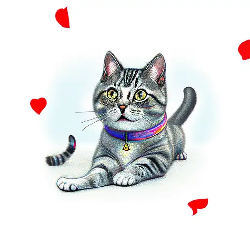 the cat is chasing his tail tattoo design idea