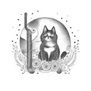 the cat is chasing his tail tattoo design idea