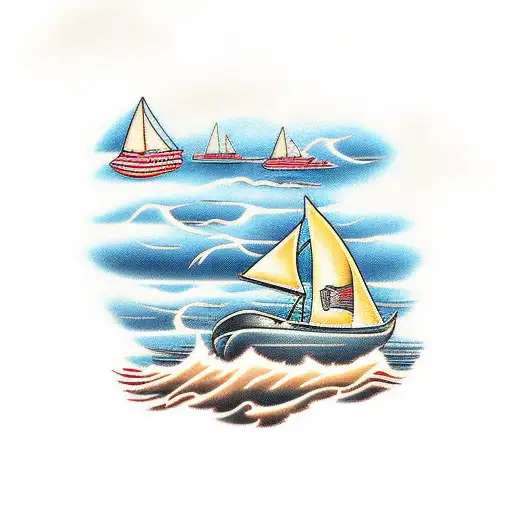 Stormy beach scene tattoo design idea