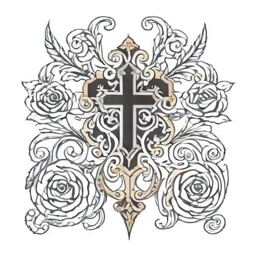 I want a leg tattoo that has a cross shaded in, my son’s birthday in roman numerals March 9, 2021, my wedding date in ro tattoo design idea