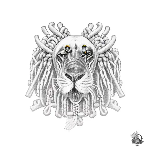 Samson with dreadlocks breaking down pillars tattoo design idea