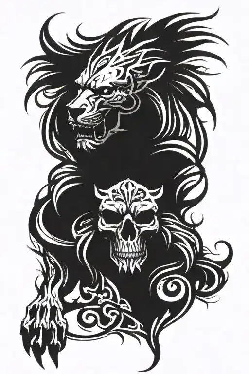 skull lion tattoo design idea