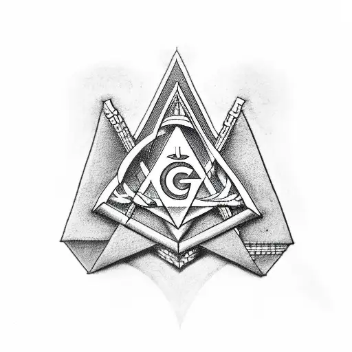 letter A and G in a triangle masonic style tattoo design idea