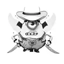 minion with a cowboy hat and shooting revolvers tattoo design idea