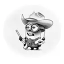 minion with a cowboy hat and shooting revolvers tattoo design idea