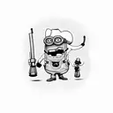 minion with a cowboy hat and shooting revolvers tattoo design idea