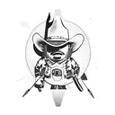 wild west minion with a cowboy hat and shooting revolvers tattoo design idea