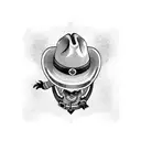 wild west minion with a cowboy hat and shooting revolvers tattoo design idea