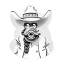 wild west minion with a cowboy hat and shooting revolvers tattoo design idea