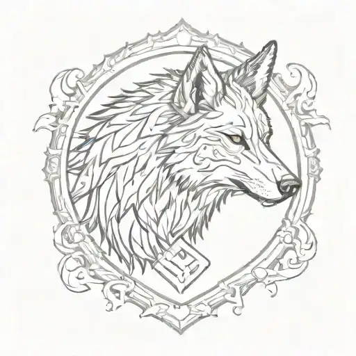 wolf on shield tattoo design idea