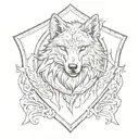 wolf on shield tattoo design idea